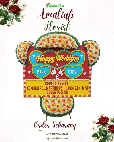 Karangan Papan Bunga Pernikahan di Sibangkaja